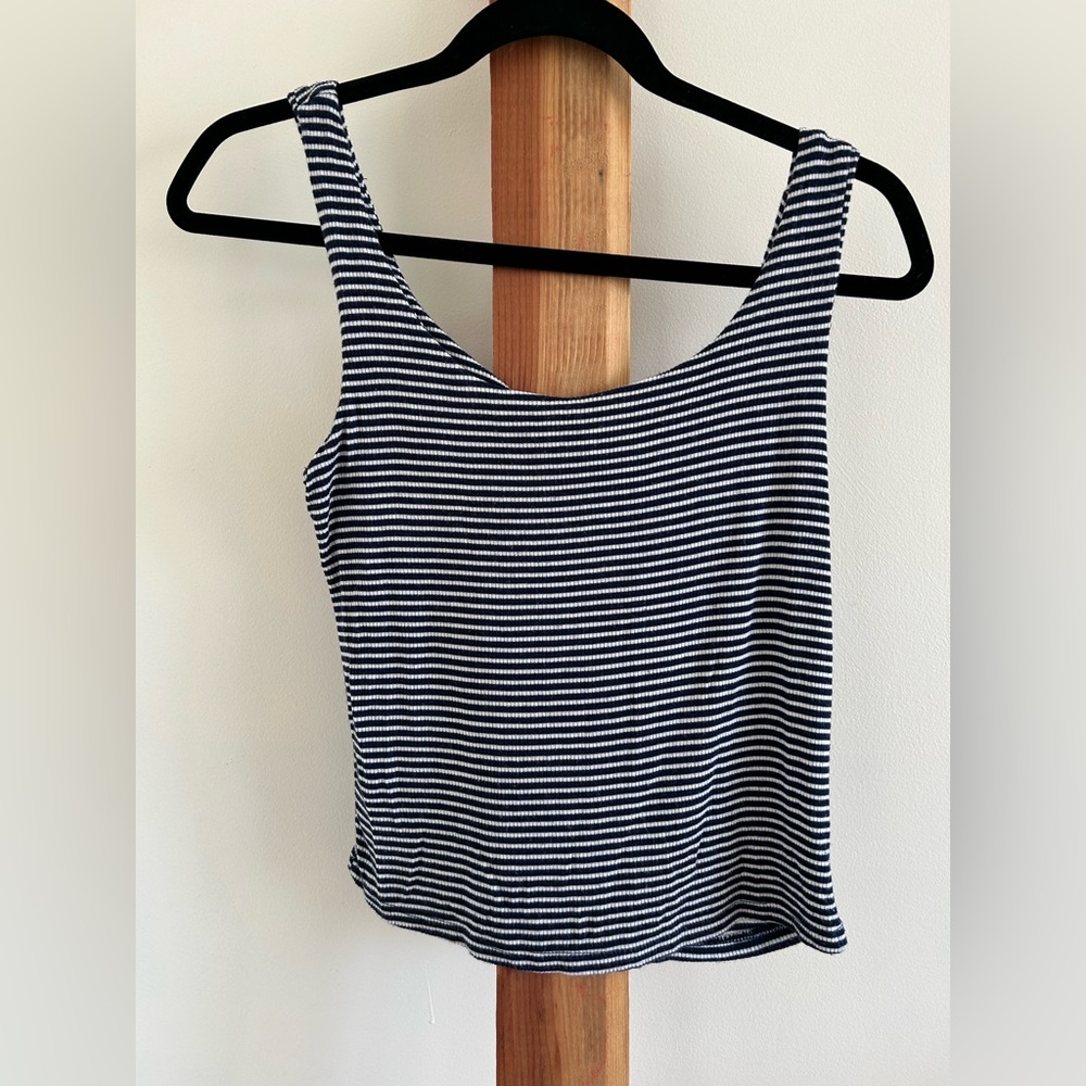 Active USA Navy and White Striped Tank Top